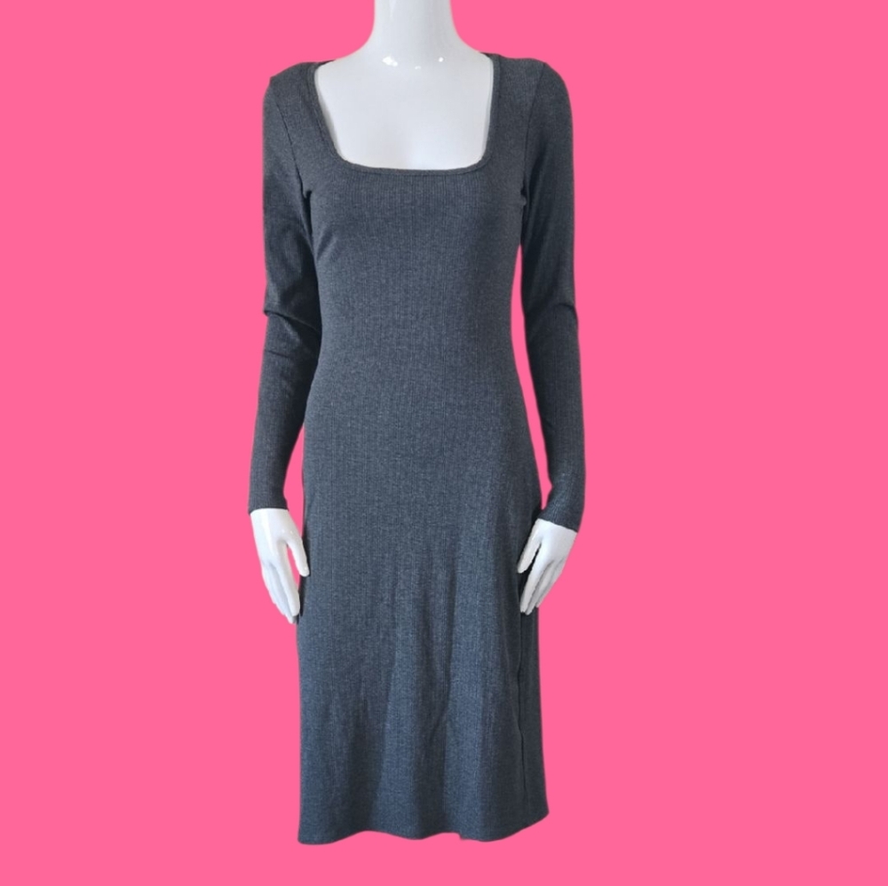 bebe Charcoal Long Sleeve Dress